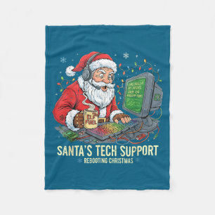 Cute Tech Support Rebooting s Computer Santa Santa Fleece Blanket