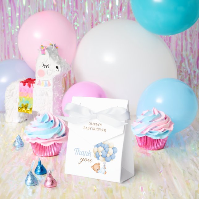 Cute Teddy Balloons Baby Boy Shower Thank You  Favour Box (Party)