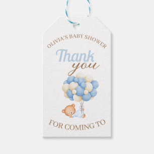 Cute Teddy Balloons Baby Boy Shower Thank You Gift Tags