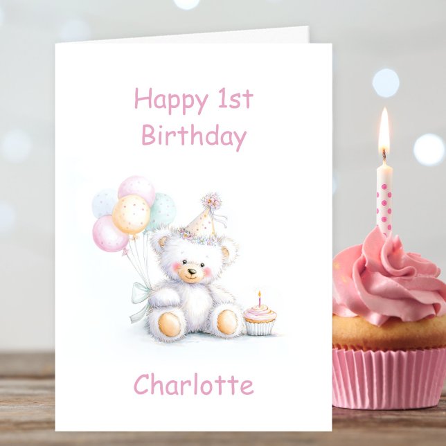 Cute Teddy Bear 1st Birthday Card (Creator Uploaded)