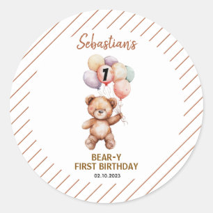 Cute Teddy Bear 1st Birthday   Sweet Bear  Classic Round Sticker