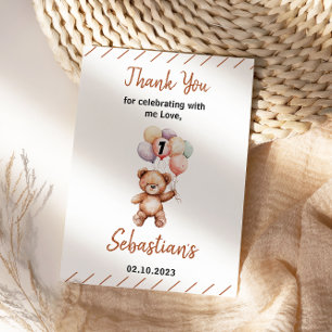 Cute Teddy Bear 1st Birthday Sweet Bear Thank You Card