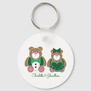 Cute teddy bear 55th emerald wedding anniversary key ring