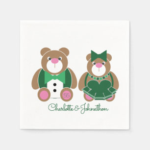Cute teddy bear 55th emerald wedding anniversary napkin