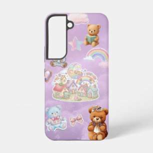 Cute Teddy Bear Aesthetic Pastel Purple Samsung Galaxy Case