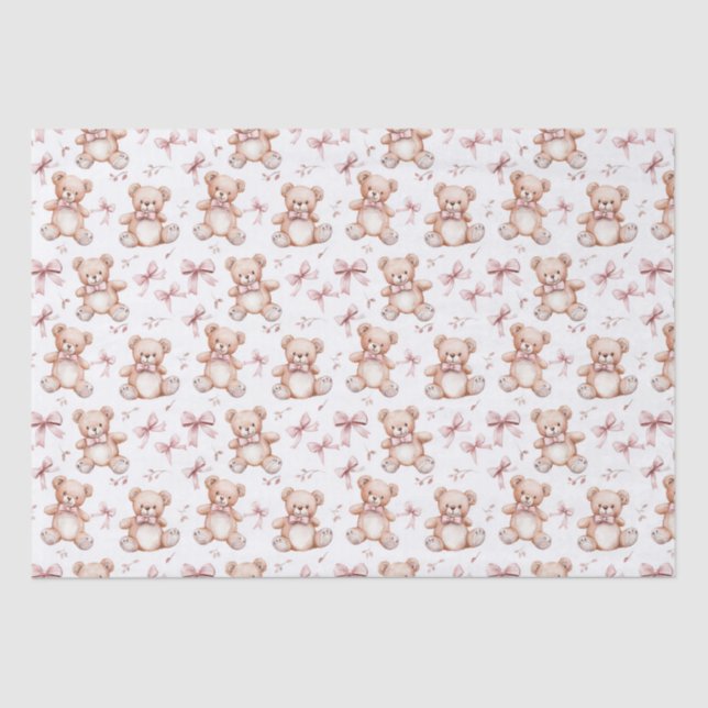 Cute Teddy Bear and Baby shower Tissue Paper (Front)