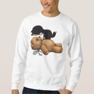 Cute Teddy Bear And Black Cat Sweatshirt