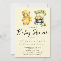 Cute Teddy Bear And Lemonade Stand Baby Shower 