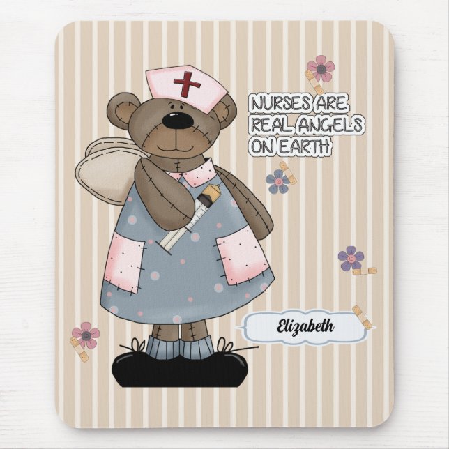 Cute Teddy Bear Angel Gift Mouse Pad for Nurse (Front)