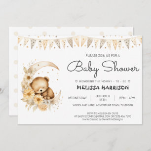 Cute Teddy Bear Baby Boy Shower Invitation