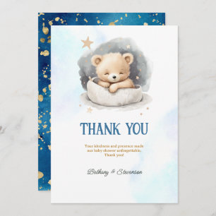 Cute Teddy Bear Baby Boy Shower Thank You Card