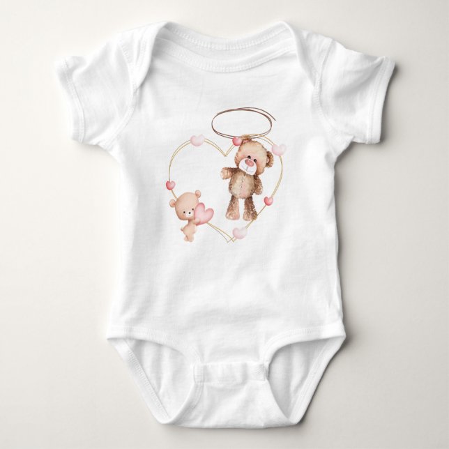 Cute Teddy Bear Baby Clothing Design  Baby Bodysuit (Front)