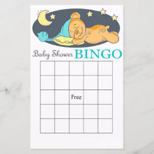 Cute Teddy bear baby shower bingo card
