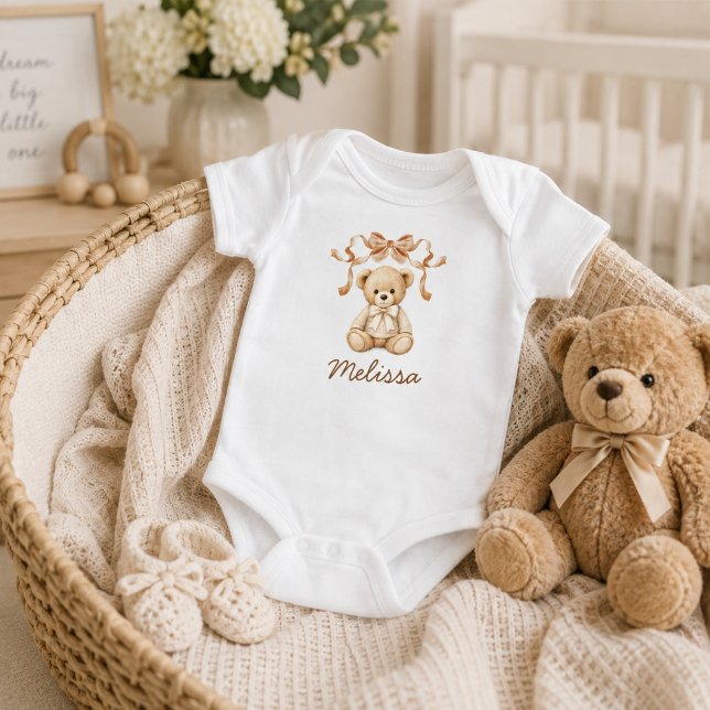 Cute Teddy Bear Baby Shower Gift Bodysuit (Cute teddy bear baby shower gender neutral gift bodysuit)