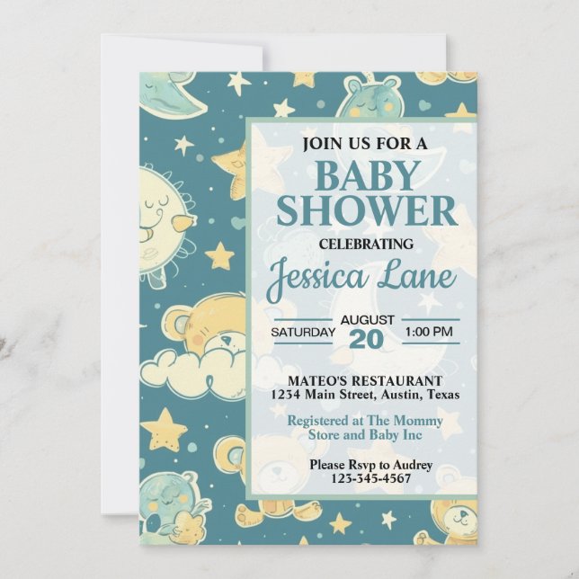 Cute Teddy Bear Baby Shower Invitation (Front)