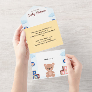 Cute Teddy Bear Baby Shower Invitation