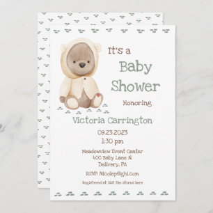 Cute Teddy Bear Baby Shower Invitation