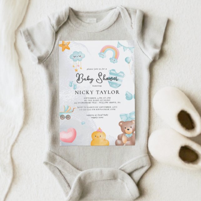 Cute Teddy Bear Baby Shower Invitation (Creator Uploaded)