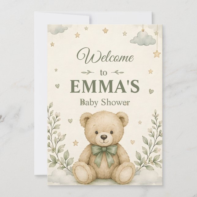 Cute Teddy Bear Baby Shower Invitation (Front)