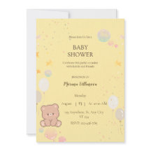 Cute Teddy Bear Baby Shower Invitation