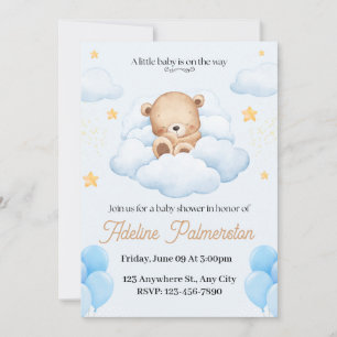 Cute Teddy Bear Baby Shower Invitation 