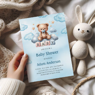 Cute Teddy Bear Baby Shower Invitation – Baby Boy 