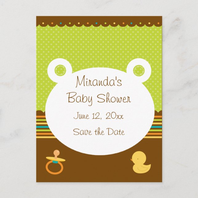 Cute Teddy Bear Baby Shower Postcard (Front)