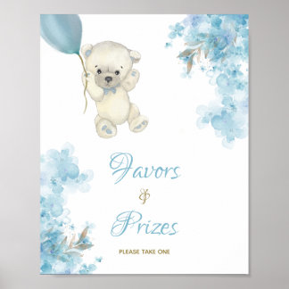 Cute Teddy Bear Baby Shower Sign Favours & Prizes