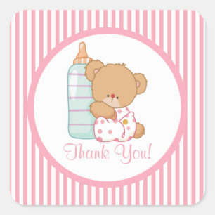 Cute Teddy Bear Baby Shower Square Sticker! Square Sticker