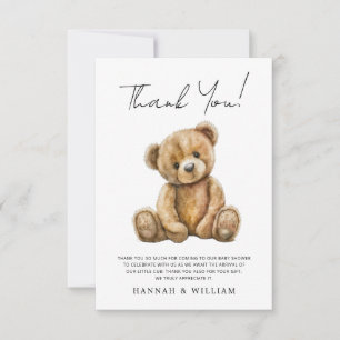 Cute Teddy Bear Baby Shower Thank You Card