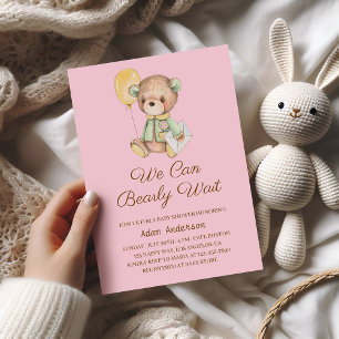 Cute Teddy Bear Baby Shower – We Can Bearly Wait  Invitation