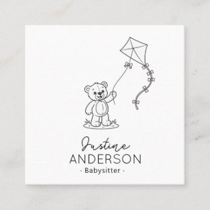 Cute Teddy Bear Babysitting Business Card Kite
