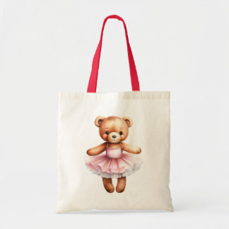 Cute teddy bear ballerina dancing ballet tote bag