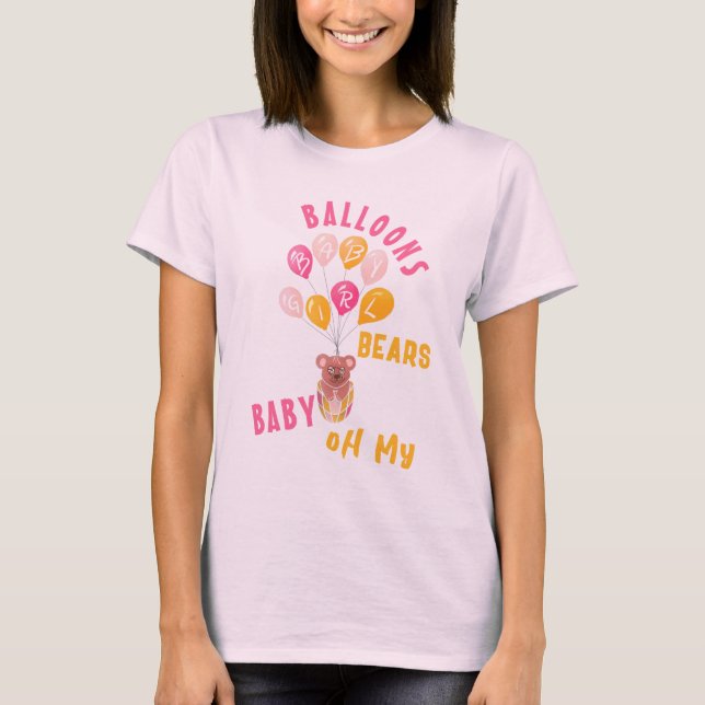 Cute Teddy Bear Balloon Baby Girl Mother to be T-Shirt (Front)