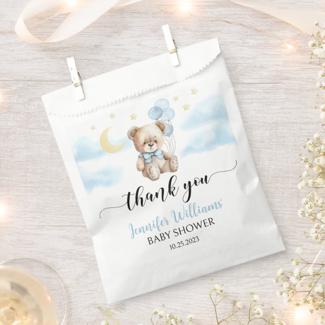 Cute teddy bear balloon baby shower thank you favour bags (Clipped)