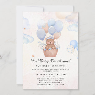Cute Teddy Bear Balloon Theme Invitation