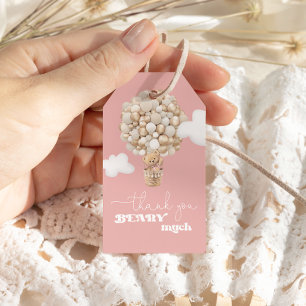 Cute Teddy Bear Balloons Girl Baby Shower Gift Tags