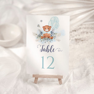 Cute Teddy Bear Balloons Table Number