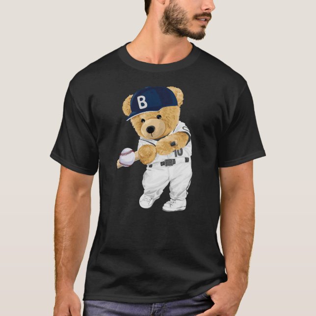 Cute teddy bear baseball hitter T-Shirt (Front)
