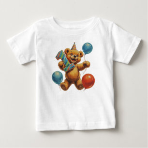 Cute Teddy Bear Birthday Celebration Baby T-Shirt