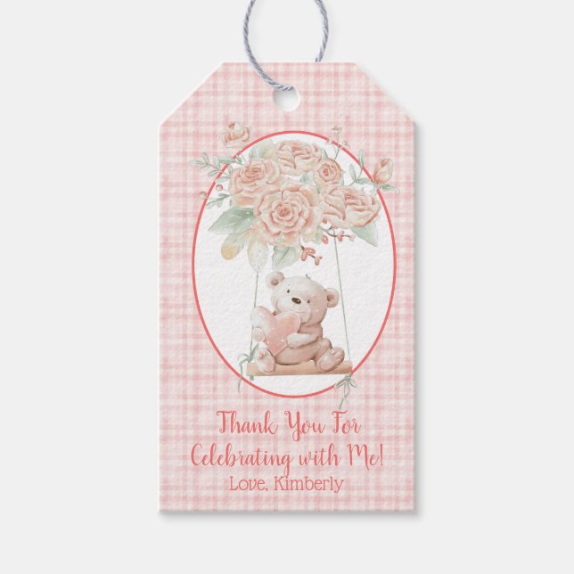 Cute Teddy Bear Birthday Gift Tags (Front)