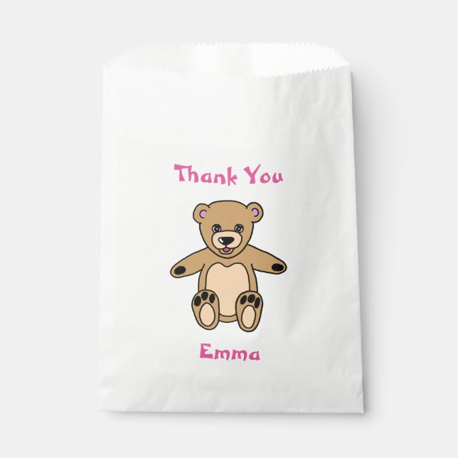 Cute Teddy Bear Birthday Thank You Favour Bags (Front)