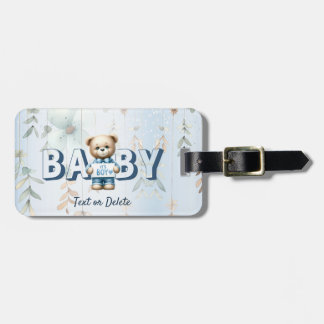 Cute Teddy Bear Blue Floral Beautiful Luggage Tag