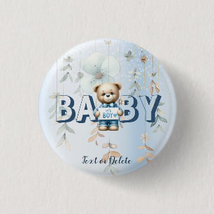 Cute Teddy Bear Blue Floral Beautiful Party 3 Cm Round Badge