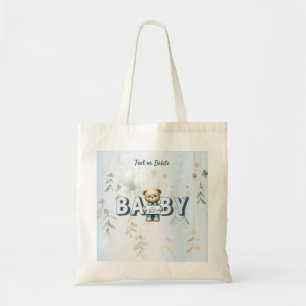 Cute Teddy Bear Blue Floral Beautiful Tote Bag
