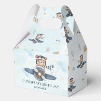 Cute Teddy Bear Blue Plane Boy Birthday New Baby