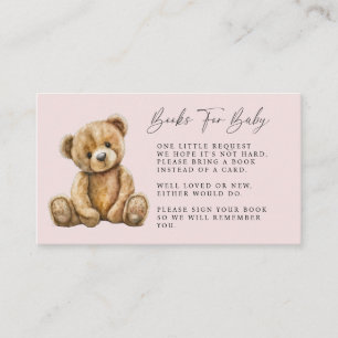 Cute Teddy Bear Blush Pink Girl Baby Shower Enclosure Card
