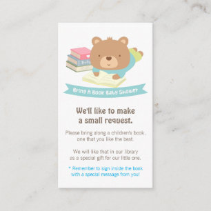Cute Teddy Bear Book Baby Shower Book Request Enclosure Card