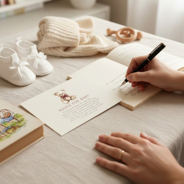 Cute Teddy Bear Books for Baby Shower Insert Card (Creator Uploaded)