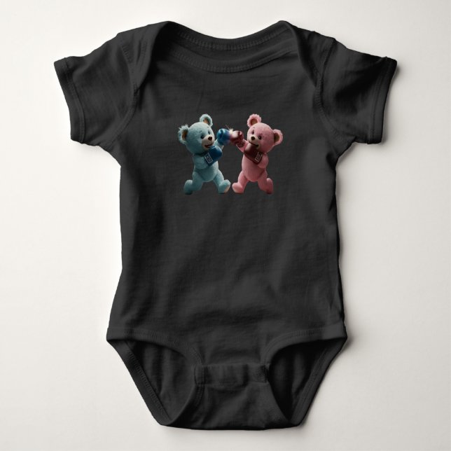 Cute Teddy Bear Boxing Infants'  Baby Bodysuit (Front)